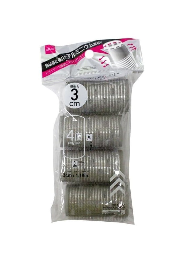 DAISO Magic Curler 3Cm - 1.18In - Set of 4 Grey Hair Curlers - Image 2
